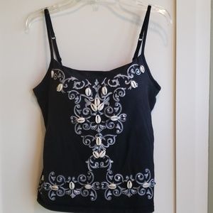Black top with seashells and sequins